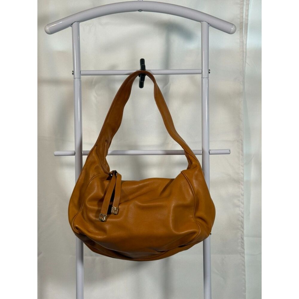 Michael Kors Cognac Leather Slouchy Hobo Shoulder Bag MK Tasse